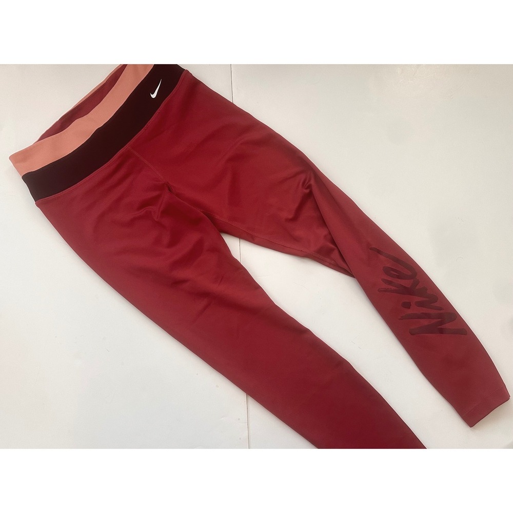 Nike Dri-FIT Womens Red Burgundy Epic Lux Leggings Training Tights Small